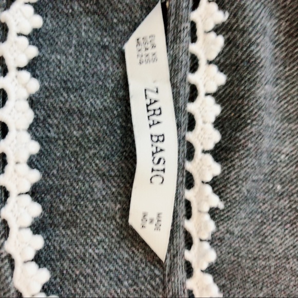 Zara Basic Gray Embroidered Peasant Boho Blouse XS - Picture 4 of 5